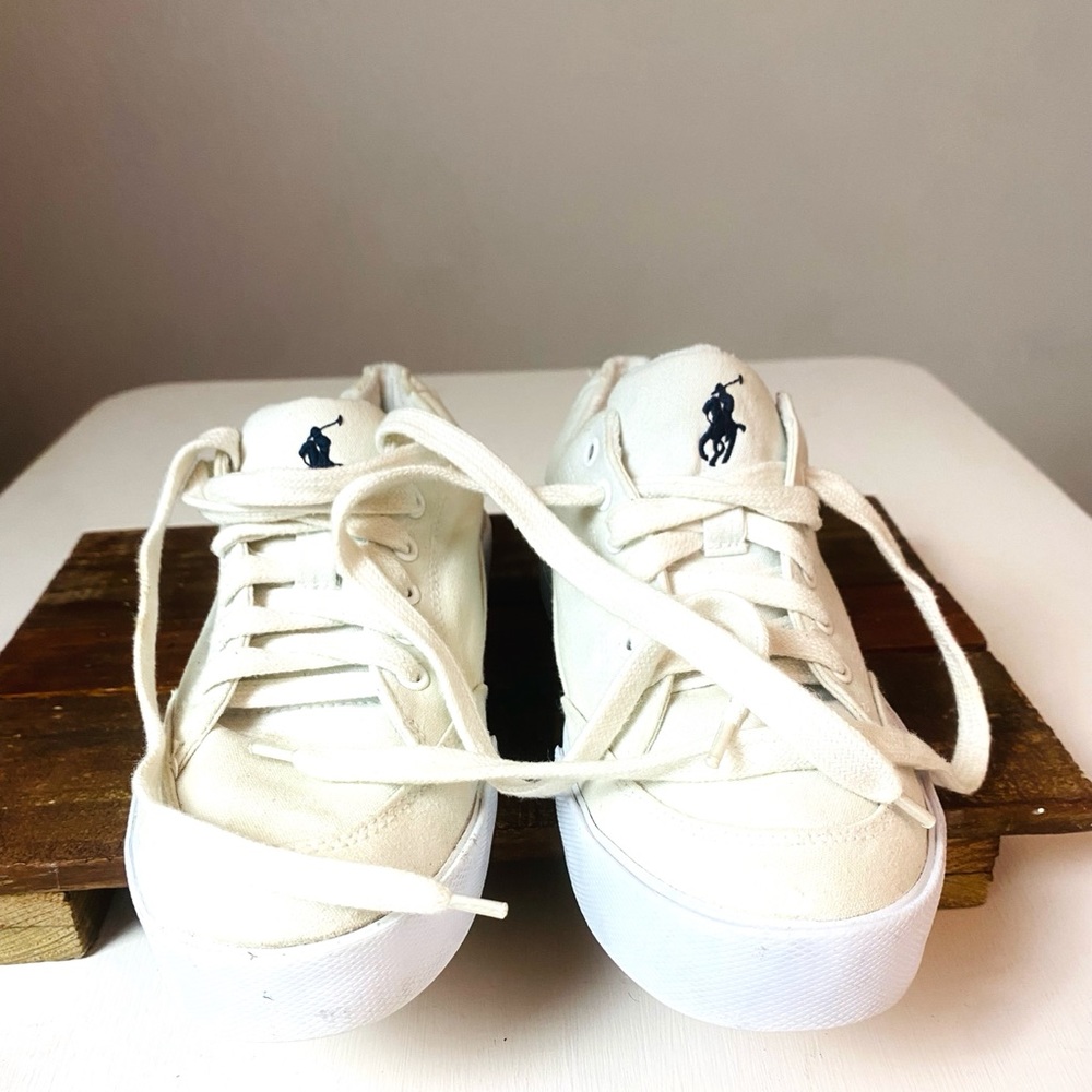 Ralph Lauren Polo  Shoes White Canvas Sz 7.5B - Picture 6 of 9